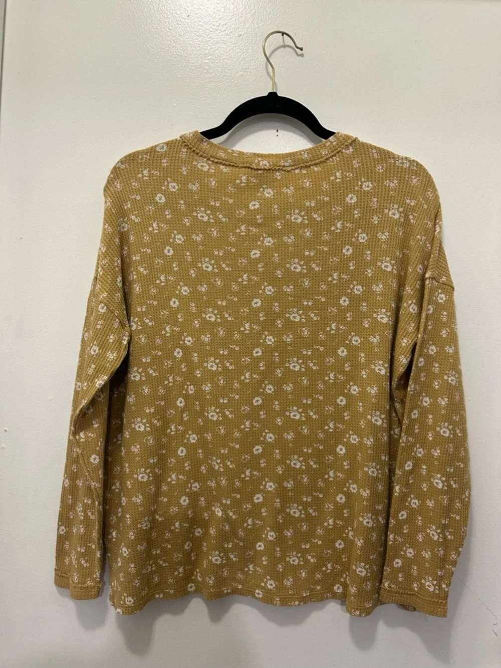 Madewell Mustard Yellow Floral Waffle Henley Top Sz S - Picture 4 of 7